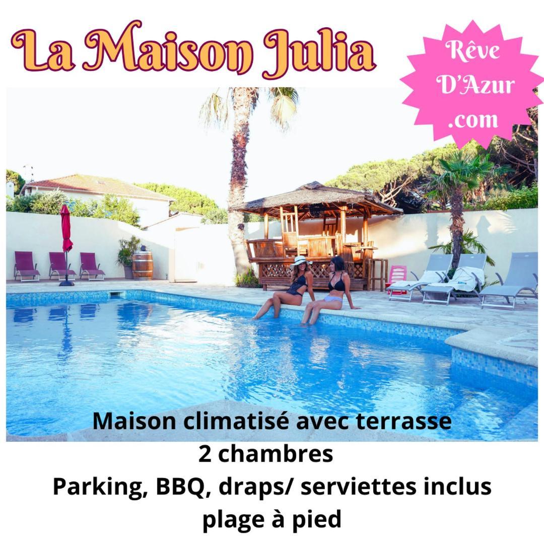 Reve D'Azur, 2 Chambres, Maison Julia En Bord De Mer A La Nartelle, Piscine Partagee, Parking & Terrasse Bbq, Wifi Et Draps Inclus Plage A Pied Sainte-Maxime Exterior foto